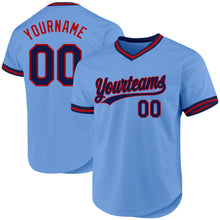 Load image into Gallery viewer, Custom Light Blue Navy-Red Authentic Throwback Baseball Jersey