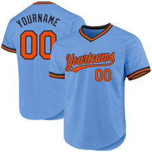 Load image into Gallery viewer, Custom Light Blue Orange-Black Authentic Throwback Baseball Jersey