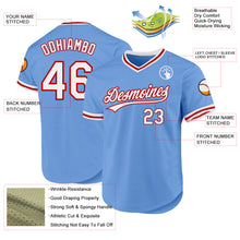 Load image into Gallery viewer, Custom Light Blue White-Red Authentic Throwback Baseball Jersey