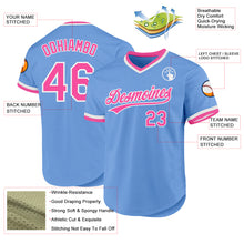 Load image into Gallery viewer, Custom Light Blue Pink-White Authentic Throwback Baseball Jersey