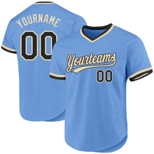 Load image into Gallery viewer, Custom Light Blue Black-Cream Authentic Throwback Baseball Jersey