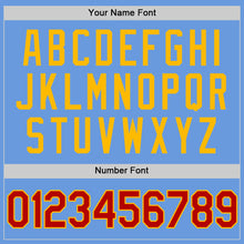 Load image into Gallery viewer, Custom Light Blue Red-Gold Authentic Throwback Baseball Jersey