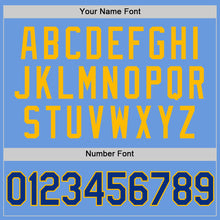 Load image into Gallery viewer, Custom Light Blue Royal-Gold Authentic Throwback Baseball Jersey