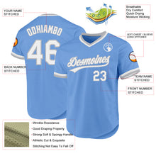 Load image into Gallery viewer, Custom Light Blue White-Gray Authentic Throwback Baseball Jersey