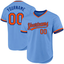Load image into Gallery viewer, Custom Light Blue Orange-Royal Authentic Throwback Baseball Jersey