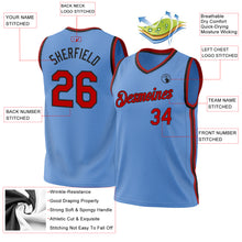 Load image into Gallery viewer, Custom Light Blue Red-Black Authentic Throwback Basketball Jersey