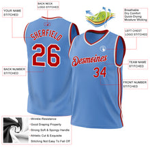 Load image into Gallery viewer, Custom Light Blue Red-White Authentic Throwback Basketball Jersey