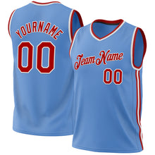 Load image into Gallery viewer, Custom Light Blue Red-White Authentic Throwback Basketball Jersey