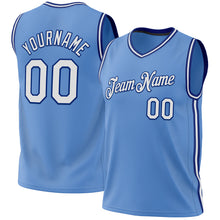 Load image into Gallery viewer, Custom Light Blue White-Royal Authentic Throwback Basketball Jersey