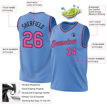Load image into Gallery viewer, Custom Light Blue Pink-Black Authentic Throwback Basketball Jersey