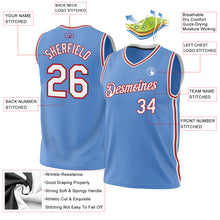 Load image into Gallery viewer, Custom Light Blue White-Red Authentic Throwback Basketball Jersey
