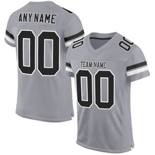 Load image into Gallery viewer, Custom Light Gray Black-White Mesh Authentic Football Jersey