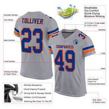 Load image into Gallery viewer, Custom Light Gray Royal-Orange Mesh Authentic Football Jersey
