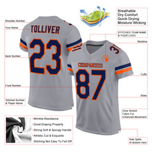 Load image into Gallery viewer, Custom Light Gray Navy-Orange Mesh Authentic Football Jersey