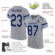 Load image into Gallery viewer, Custom Light Gray Navy-Powder Blue Mesh Authentic Football Jersey