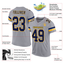 Load image into Gallery viewer, Custom Light Gray Navy-Gold Mesh Authentic Football Jersey