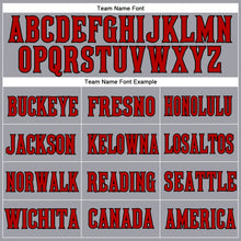 Load image into Gallery viewer, Custom Light Gray Red-Black Mesh Authentic Football Jersey