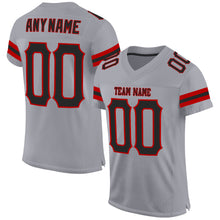 Load image into Gallery viewer, Custom Light Gray Black-Red Mesh Authentic Football Jersey