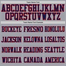 Load image into Gallery viewer, Custom Light Gray Navy-Red Mesh Authentic Football Jersey