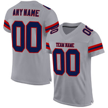 Load image into Gallery viewer, Custom Light Gray Navy-Red Mesh Authentic Football Jersey