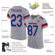 Load image into Gallery viewer, Custom Light Gray Royal-Red Mesh Authentic Football Jersey