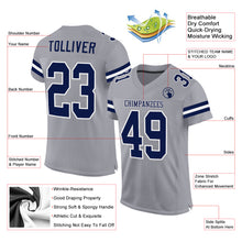 Load image into Gallery viewer, Custom Light Gray Navy-White Mesh Authentic Football Jersey