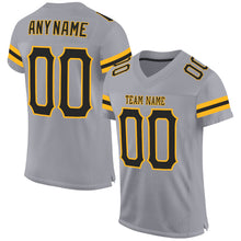 Load image into Gallery viewer, Custom Light Gray Black-Gold Mesh Authentic Football Jersey
