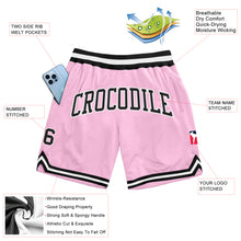 Load image into Gallery viewer, Custom Light Pink Black-White Authentic Throwback Basketball Shorts