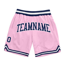 Load image into Gallery viewer, Custom Light Pink Navy-White Authentic Throwback Basketball Shorts