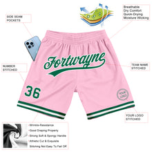 Load image into Gallery viewer, Custom Light Pink Kelly Green-White Authentic Throwback Basketball Shorts