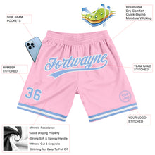 Load image into Gallery viewer, Custom Light Pink Light Blue-White Authentic Throwback Basketball Shorts