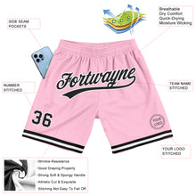 Load image into Gallery viewer, Custom Light Pink Black-White Authentic Throwback Basketball Shorts
