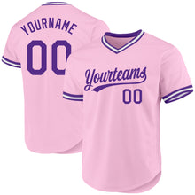 Load image into Gallery viewer, Custom Light Pink Purple-White Authentic Throwback Baseball Jersey