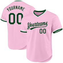 Load image into Gallery viewer, Custom Light Pink Green-White Authentic Throwback Baseball Jersey