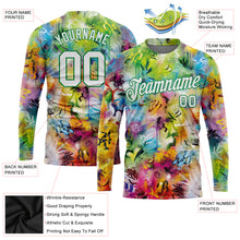 Load image into Gallery viewer, Custom Graffiti Pattern White-Kelly Green Scratch 3D Long Sleeve Performance T-Shirt