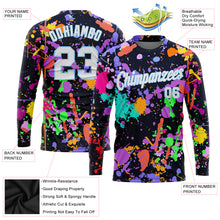 Load image into Gallery viewer, Custom Graffiti Pattern White-Light Blue Splashes 3D Long Sleeve Performance T-Shirt