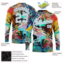 Load image into Gallery viewer, Custom Graffiti Pattern White-Light Blue Colored Abstract 3D Long Sleeve Performance T-Shirt