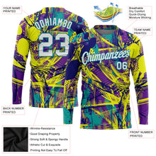 Load image into Gallery viewer, Custom Graffiti Pattern White-Aqua Abstract Urban 3D Long Sleeve Performance T-Shirt