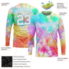 Load image into Gallery viewer, Custom Tie Dye White-Light Blue Rainbow 3D Long Sleeve Performance T-Shirt