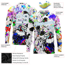 Load image into Gallery viewer, Custom Graffiti Pattern White-Light Blue Splashes 3D Long Sleeve Performance T-Shirt