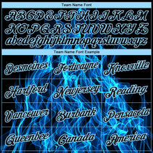 Load image into Gallery viewer, Custom Black Black-Light Blue Flame 3D Pattern Long Sleeve Performance T-Shirt