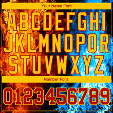 Load image into Gallery viewer, Custom Black Red Gold Royal-Light Blue Flame 3D Pattern Long Sleeve Performance T-Shirt