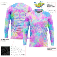 Load image into Gallery viewer, Custom Tie Dye White-Light Blue Watercolor Gradient 3D Long Sleeve Performance T-Shirt