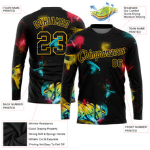 Load image into Gallery viewer, Custom Graffiti Pattern Black-Gold 3D Long Sleeve Performance T-Shirt