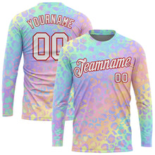 Load image into Gallery viewer, Custom Pink White-Red Leopard 3D Pattern Long Sleeve Performance T-Shirt