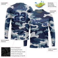 Load image into Gallery viewer, Custom Camo Navy-Light Blue Salute To Service Long Sleeve Performance T-Shirt