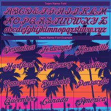 Load image into Gallery viewer, Custom Royal Navy-Pink Hawaii Palm Trees 3D Pattern Long Sleeve Performance T-Shirt