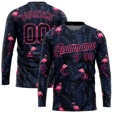 Load image into Gallery viewer, Custom Black Black-Pink Flamingo 3D Pattern Long Sleeve Performance T-Shirt