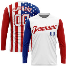 Load image into Gallery viewer, Custom White White Red-Royal American Flag Fashion 3D Long Sleeve Performance T-Shirt