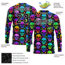 Load image into Gallery viewer, Custom 3D Pattern Bright Multicolored Halloween Skulls Long Sleeve Performance T-Shirt